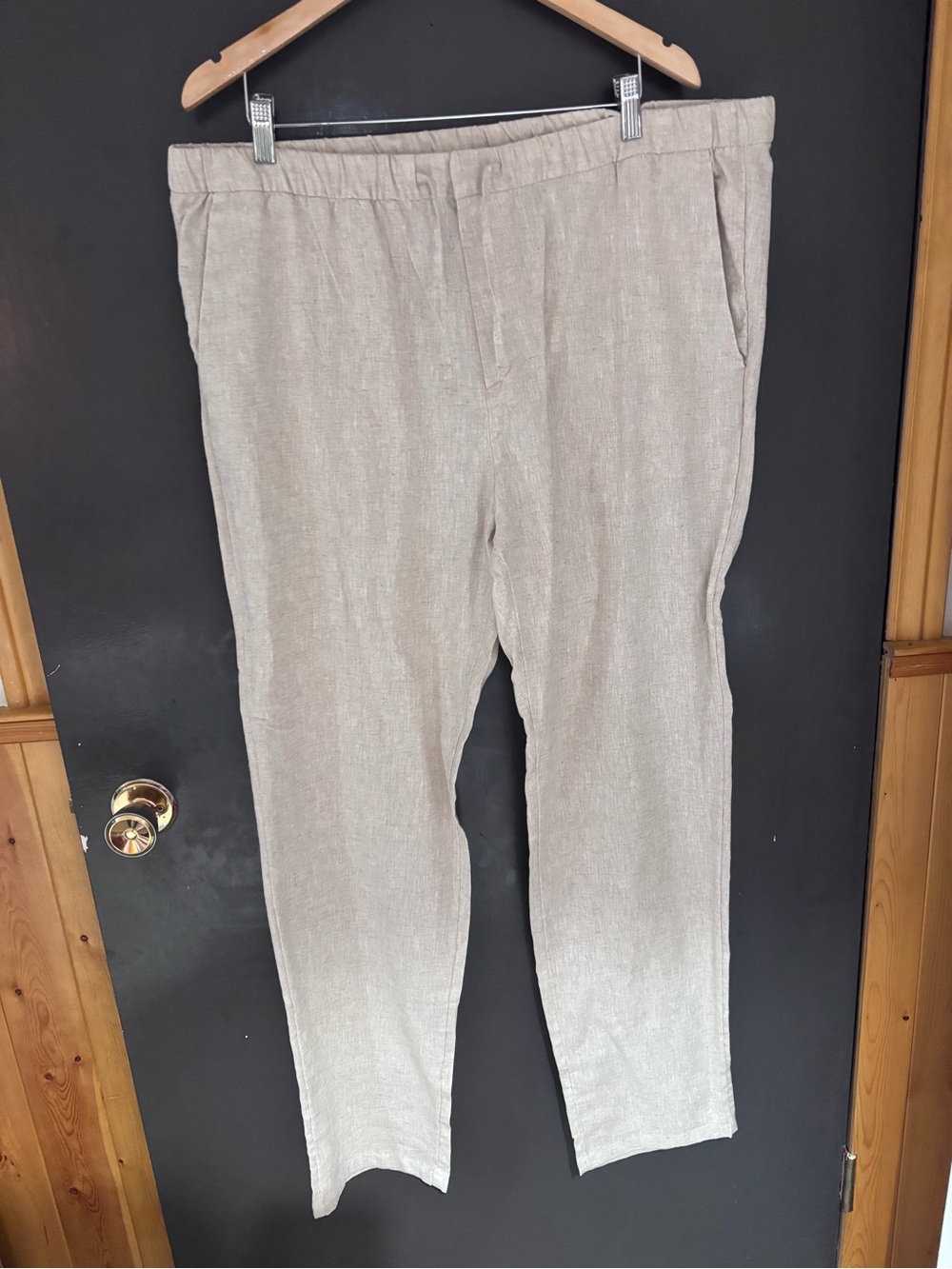 H&M Light Beige Linen-Blend Chinos